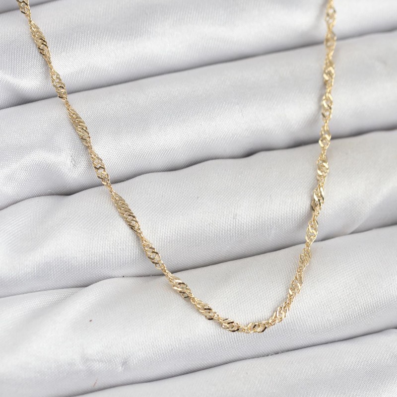 CM 14K Gold Renk Yassı Burgulu Model Kadın Kolye