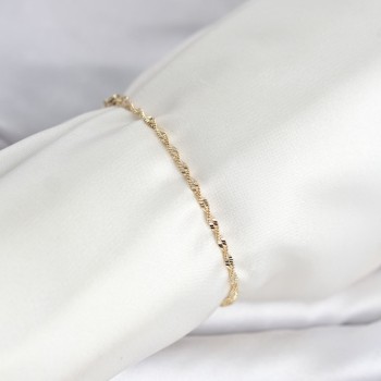 CM 14K Gold Renk Yassı Ezme Burgu Model Kadın Bileklik