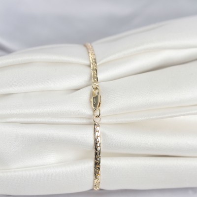 CM 14K Gold Renk Yassı Ezme Zincir Model Kadın Bileklik