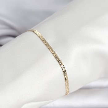 CM 14K Gold Renk Yassı Ezme Zincir Model Kadın Bileklik