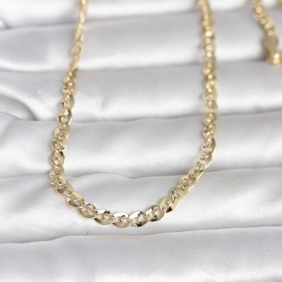 CM 14K Gold Renk Yassı Oval Zincirli Model 60 cm Kadın Kolye