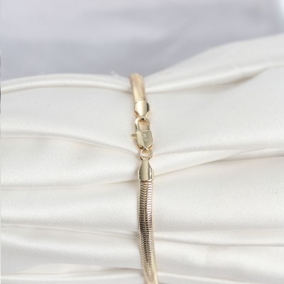 CM 14K Gold Renk Yassı Yılan Zincir Model Kadın Bileklik