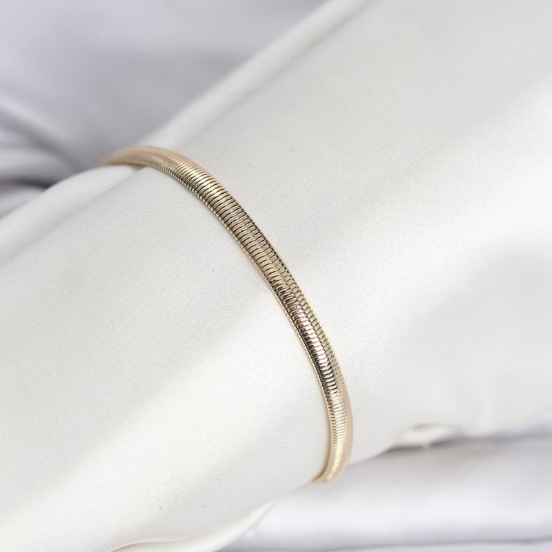 CM 14K Gold Renk Yassı Yılan Zincir Model Kadın Bileklik