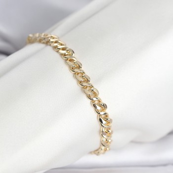 CM 14K Gold Renk Yassı Zincir Model Kadın Bileklik