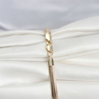 CM 14K Gold Renk Yassı Zincir Yılan Model Kadın Bileklik