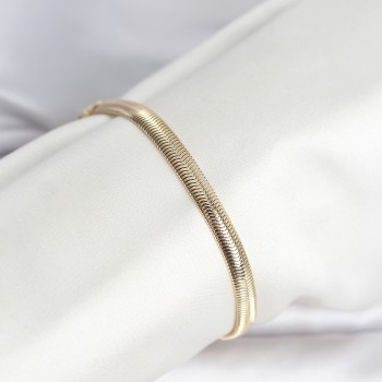 CM 14K Gold Renk Yassı Zincir Yılan Model Kadın Bileklik