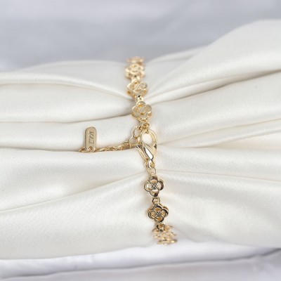 CM 14K Gold Renk Yonca Model Kadın Bileklik