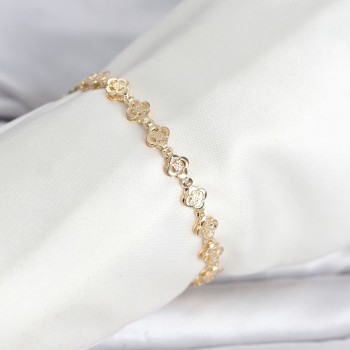 CM 14K Gold Renk Yonca Model Kadın Bileklik