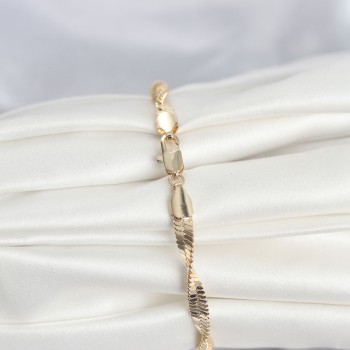 CM 14K Gold Renk Zincir Kalın Yassı Ezme Burgu Model Kadın Bileklik