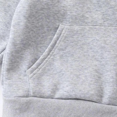 Çocuk   Kapüşonlu Kedicik Baskılı Pamuklu Sweatshirt - Gri