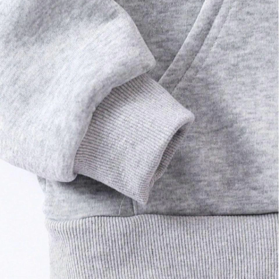 Çocuk   Kapüşonlu Kedicik Baskılı Pamuklu Sweatshirt - Gri