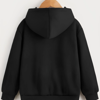 Çocuk   Kapüşonlu Tatlı Kedi Baskılı Sweatshirt - Siyah