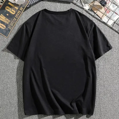 Dağ Grafikli Tişört, Yaz için Büyük Beden Rahat T-shirt - Siyah -