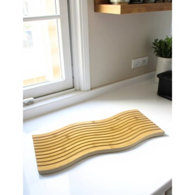 Dalgalı Çift Taraf Tasarımlı Ahşap Sunum Tepsisi 