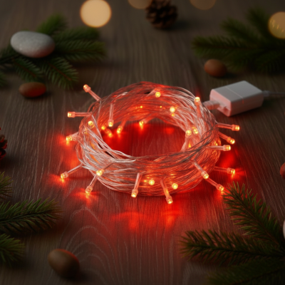 Damla Uçlu Kırmızı Dekoratif Işık 10 Metre 100 LED 