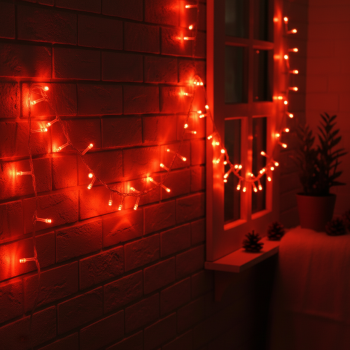 Damla Uçlu Kırmızı Dekoratif Işık 10 Metre 100 LED 