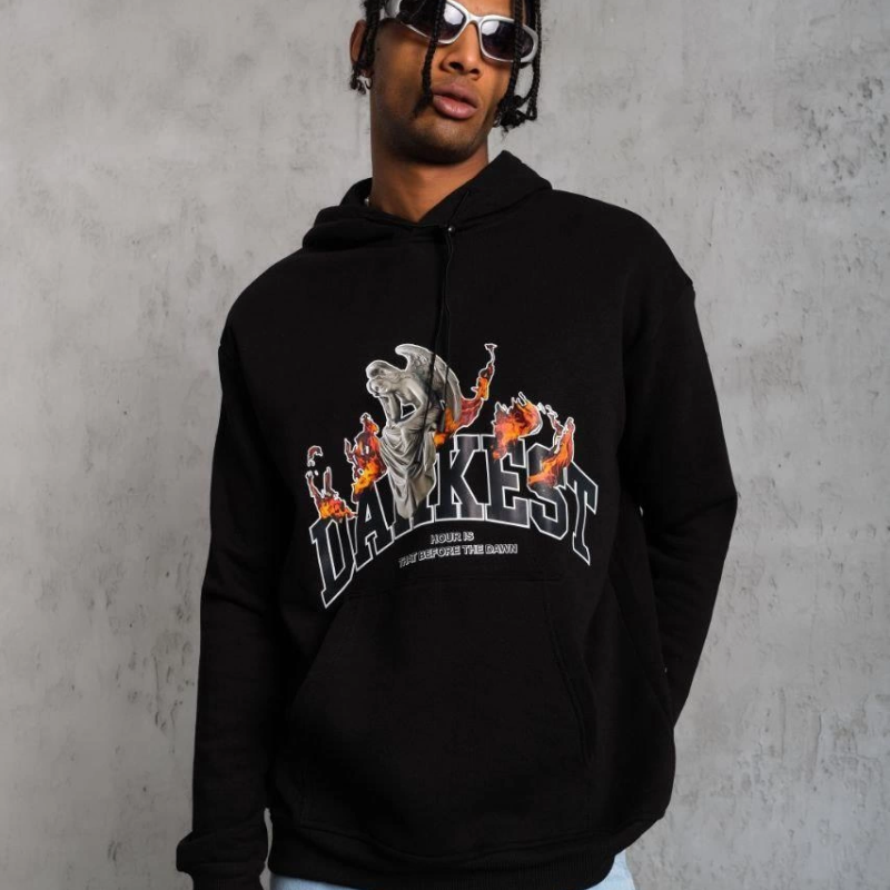 DANKES Baskılı Kapüşonlu Sweat - Siyah -