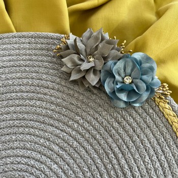 DecoHandy 39cm Çiçekli Jüt Örme Supla Amerikan Servis