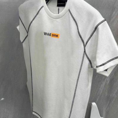 Dikişli Baskılı Oversize T-Shirt - Beyaz -