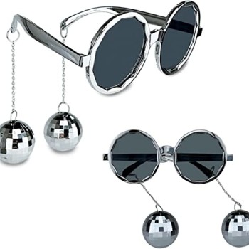 Disko Toplu Küpeli Parti Gözlüğü Gümüş Renk