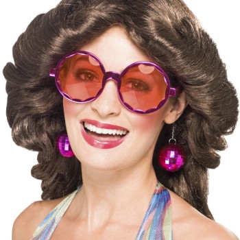Disko Toplu Küpeli Parti Gözlüğü Pembe Renk