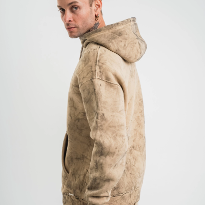 Double Oversize Kapşonlu Yıkamalı SweatShirt - Bej -