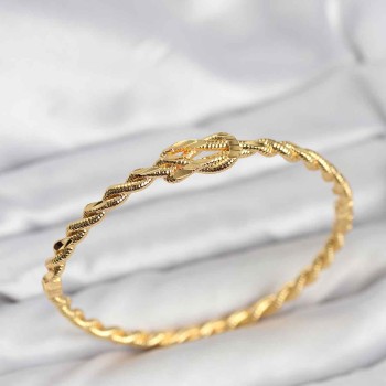 Düğüm Model Pirinç Gold Renk Kadın Kelepçe Bileklik