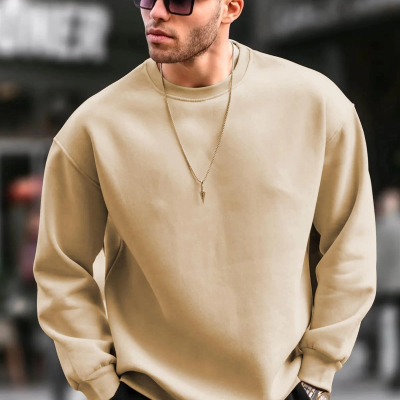 Düz Bisiklet Yaka Sweat - Bej -