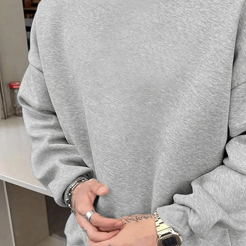 Düz Bisiklet Yaka Sweat - Gri -