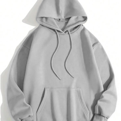 Düz Kapüşonlu Sweat - Boyalı Gri -