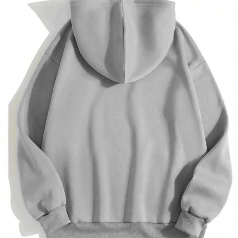 Düz Kapüşonlu Sweat - Boyalı Gri -