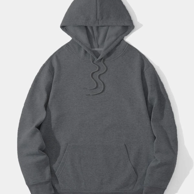 Düz Kapüşonlu Sweat - Füme