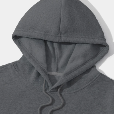 Düz Kapüşonlu Sweat - Füme