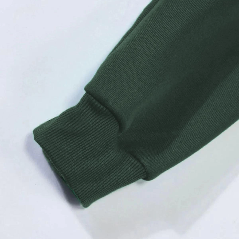 Düz Kapüşonlu Sweat - Koyu Yeşil
