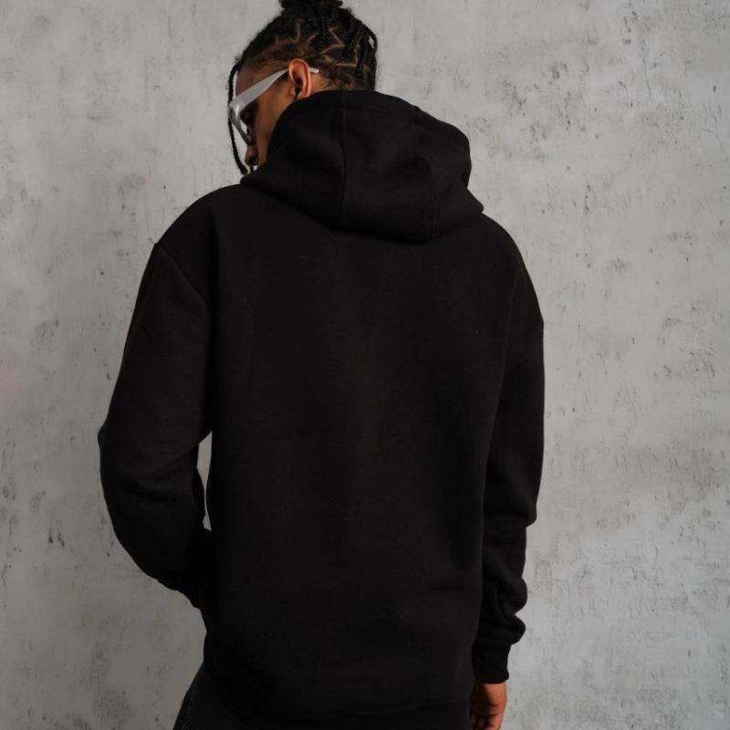 Düz Kapüşonlu Sweat - Siyah -