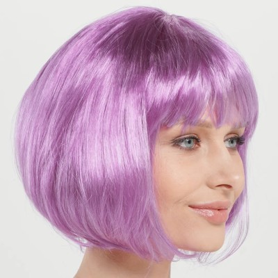 Düz Kesim Küt Parti Peruğu Rose Pembe