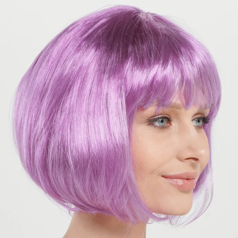 Düz Kesim Küt Parti Peruğu Rose Pembe