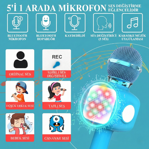 Eğlenceli Karaoke Mikrofonu - Çocuklar İçin 