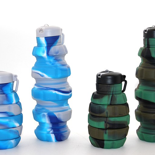 El Bombası Tasarımı Katlanabilir Portatif Silikon Su Şişesi 500 Ml 