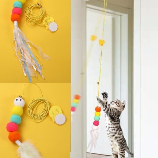 Elastik Yapışkanlı Kedi Oyun Oltası