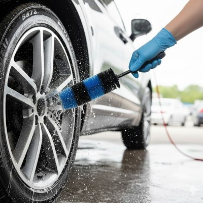 Ergonomik Saplı Jant ve Lastik Temizleme Fırçası