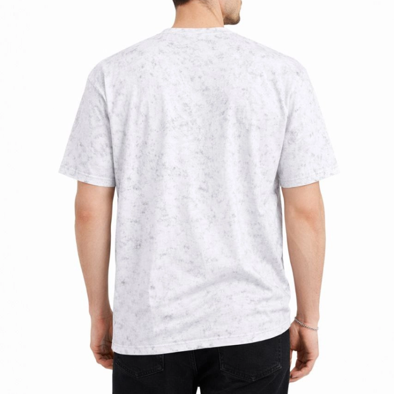 Erkek Asit Yıkama Bisiklet Yaka Kısa Kollu Oversize T-Shirt Tişört - Beyaz