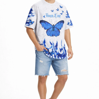 Erkek Asit Yıkamalı Oversize Tişört- Beyaz