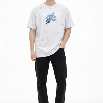 Erkek Asit Yıkamalı Oversize Tişört - Beyaz