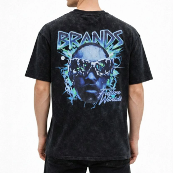 Erkek Asit Yıkamalı Oversize Tişört - Siyah