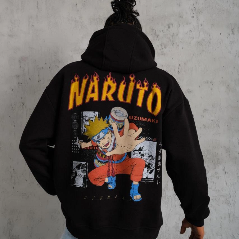 Erkek Baskılı Kapüşonlu 3 iplik pamuklu hoodie Sweatshirt - Siyah