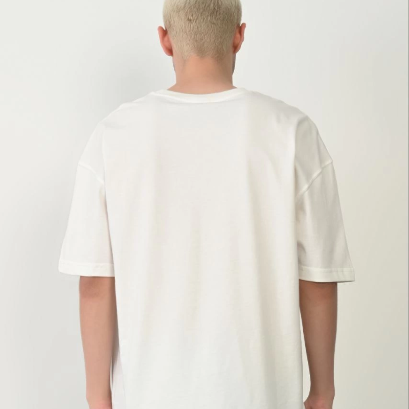 Erkek Baskılı T-Shirt Kısa Kol Bisiklet Yaka Rahat Kalıp Tişört - Beyaz