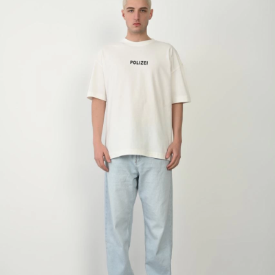 Erkek Baskılı T-Shirt Kısa Kol Bisiklet Yaka Rahat Kalıp Tişört - Beyaz