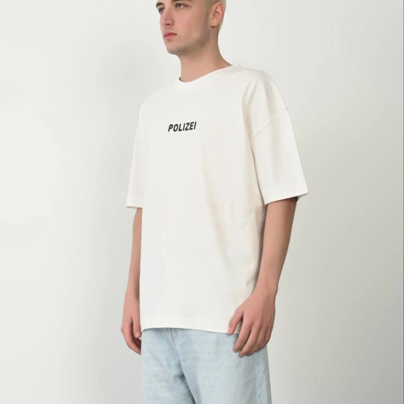 Erkek Baskılı T-Shirt Kısa Kol Bisiklet Yaka Rahat Kalıp Tişört - Beyaz