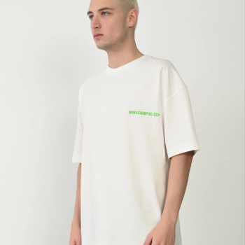 Erkek Baskılı T-Shirt Kısa Kol Bisiklet Yaka Rahat Kalıp Tişört - Beyaz